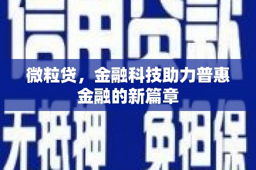碌曲微粒贷，金融科技助力普惠金融的新篇章