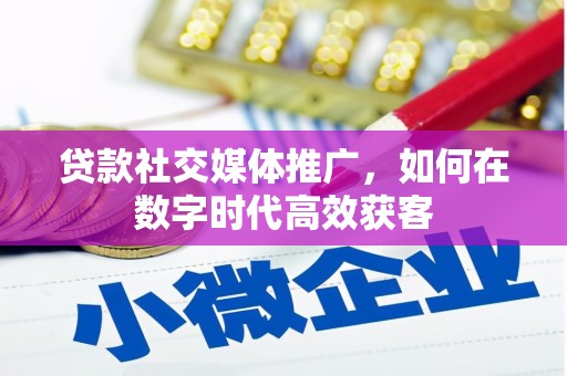 碌曲贷款社交媒体推广，如何在数字时代高效获客