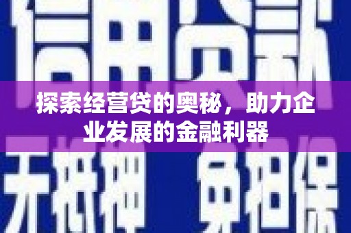 碌曲探索经营贷的奥秘，助力企业发展的金融利器