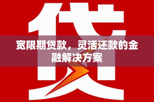 碌曲宽限期贷款，灵活还款的金融解决方案