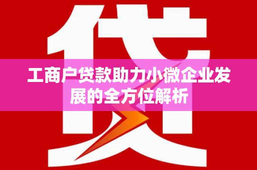 碌曲工商户贷款助力小微企业发展的全方位解析