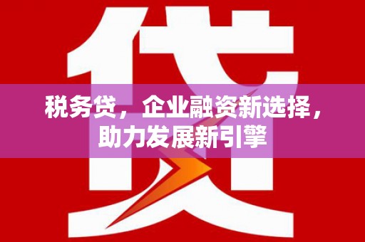 碌曲税务贷，企业融资新选择，助力发展新引擎