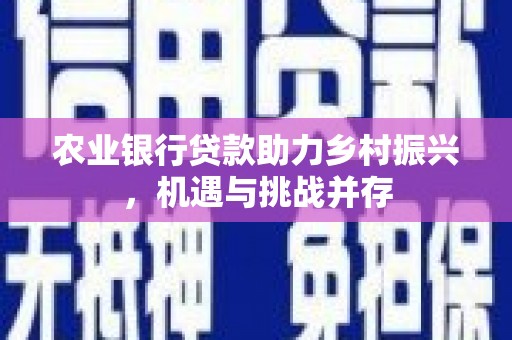 碌曲农业银行贷款助力乡村振兴，机遇与挑战并存
