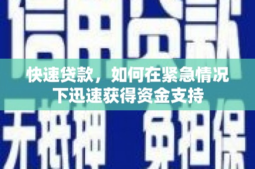碌曲快速贷款，如何在紧急情况下迅速获得资金支持