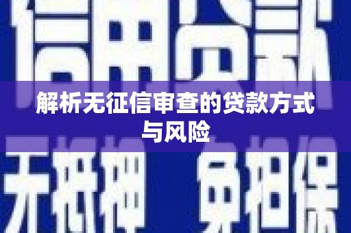 碌曲解析无征信审查的贷款方式与风险
